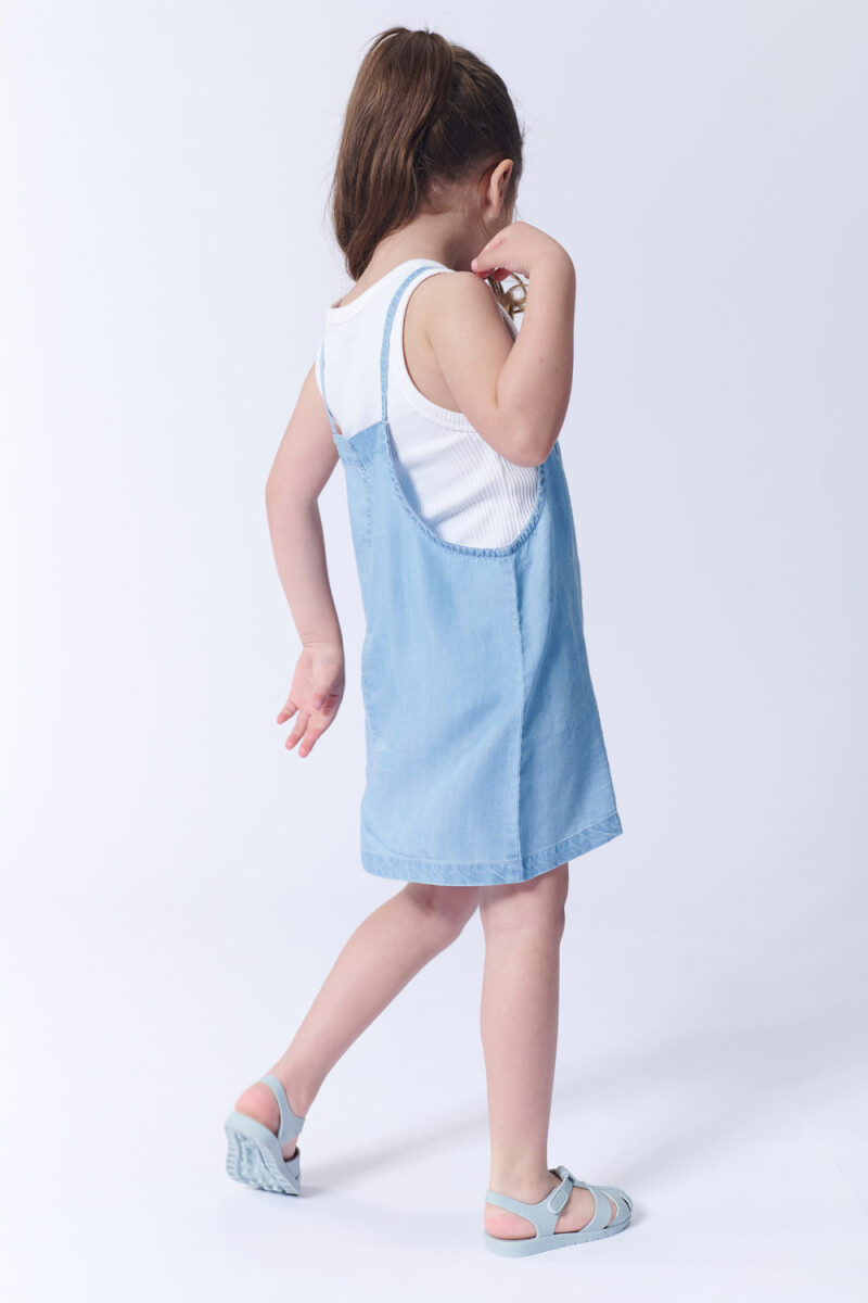 Vestido con bolsillos tencel Celeste