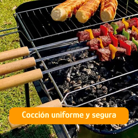 Espetón Doble 55cm P/Chorizos Carnes Acero Cromado Reforzado Plateado
