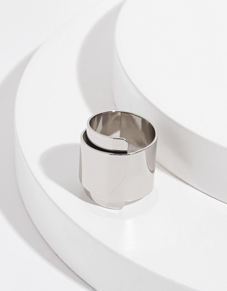 Anillos Medianos y Grandes Metal Anillo De Metal Reciclado - Plateado Rodio