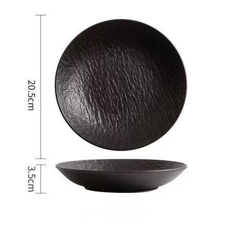 Plato Cerámica Negra - Línea Black Stone – Ø20.5 x 3.5 cm Plato Cerámica Negra - Línea Black Stone – Ø20.5 x 3.5 cm