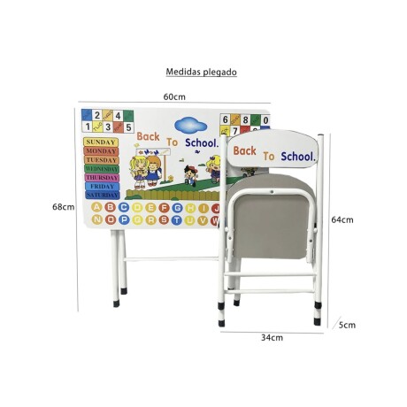 Escritorio y silla plegable infantil azul