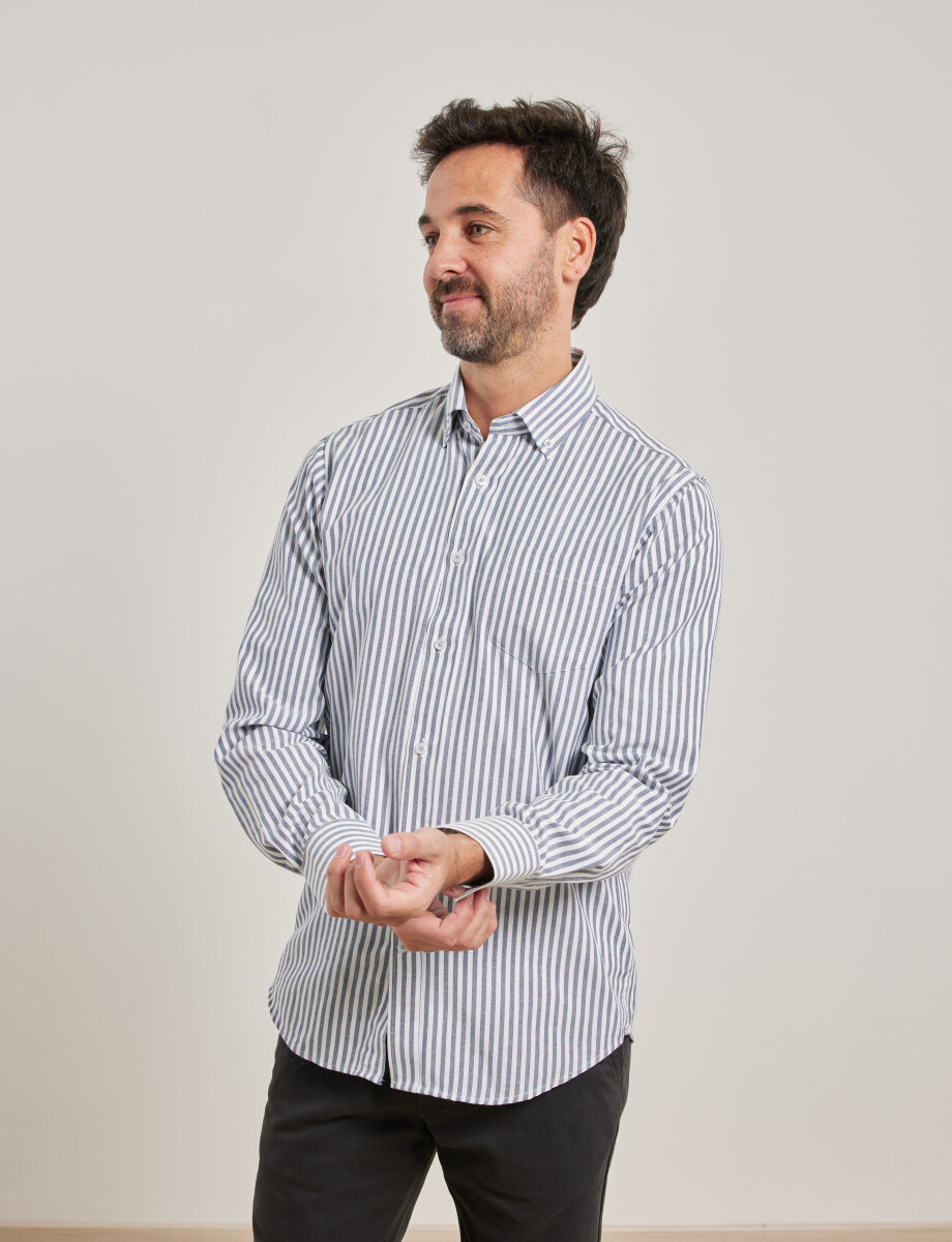 012561 CAMISA HARRINGTON LABEL Gris/blanco