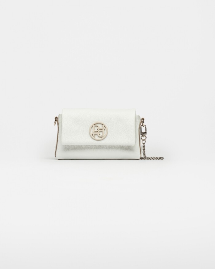 Mini bag Bloom en cuero graneado Blanco