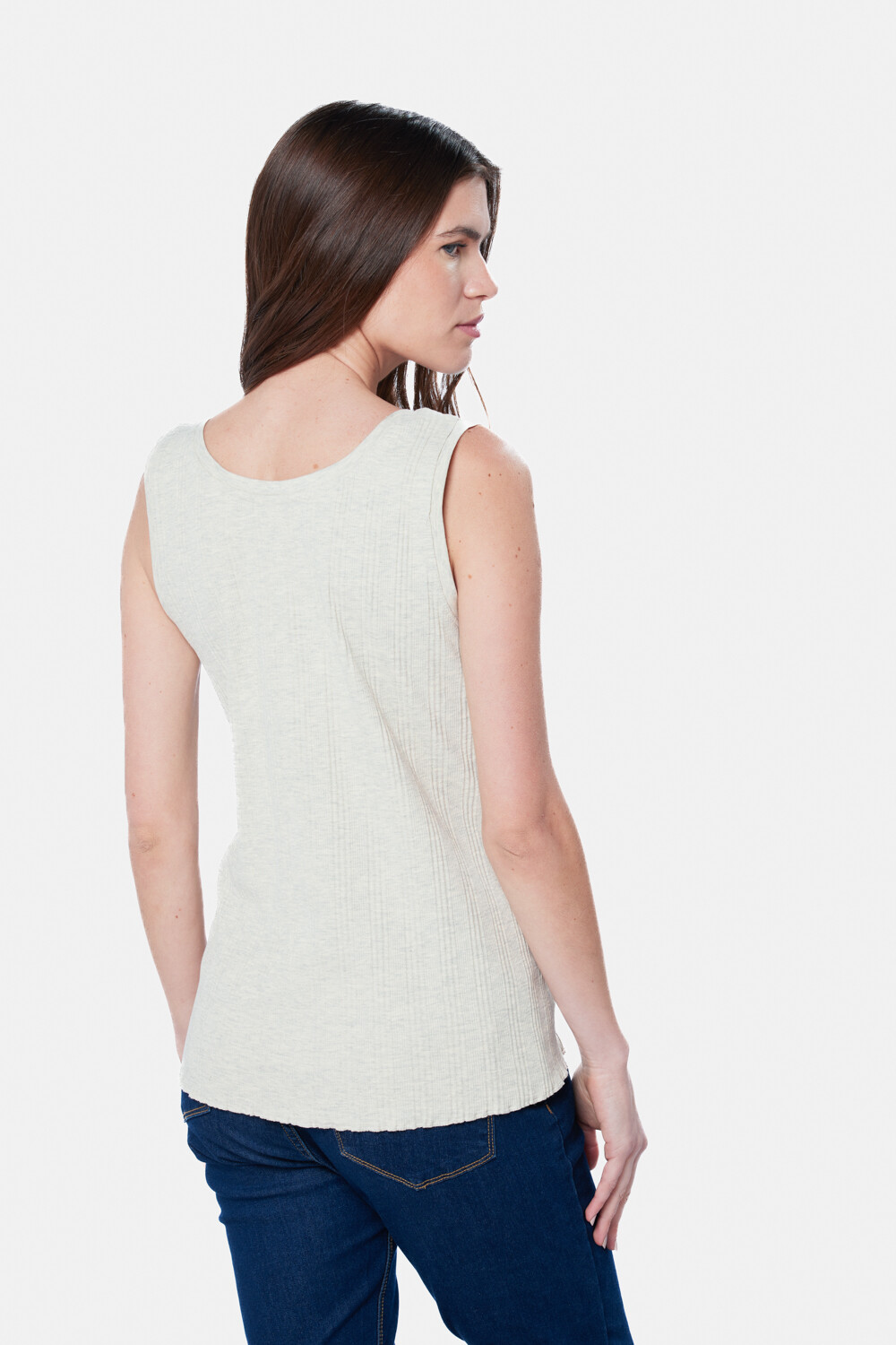 MUSCULOSA RIB CON BOTONES Beige