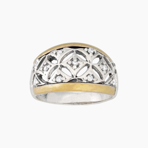 Anillo en Plata y Oro con circonias Anillo En Plata Y Oro Con Circonias