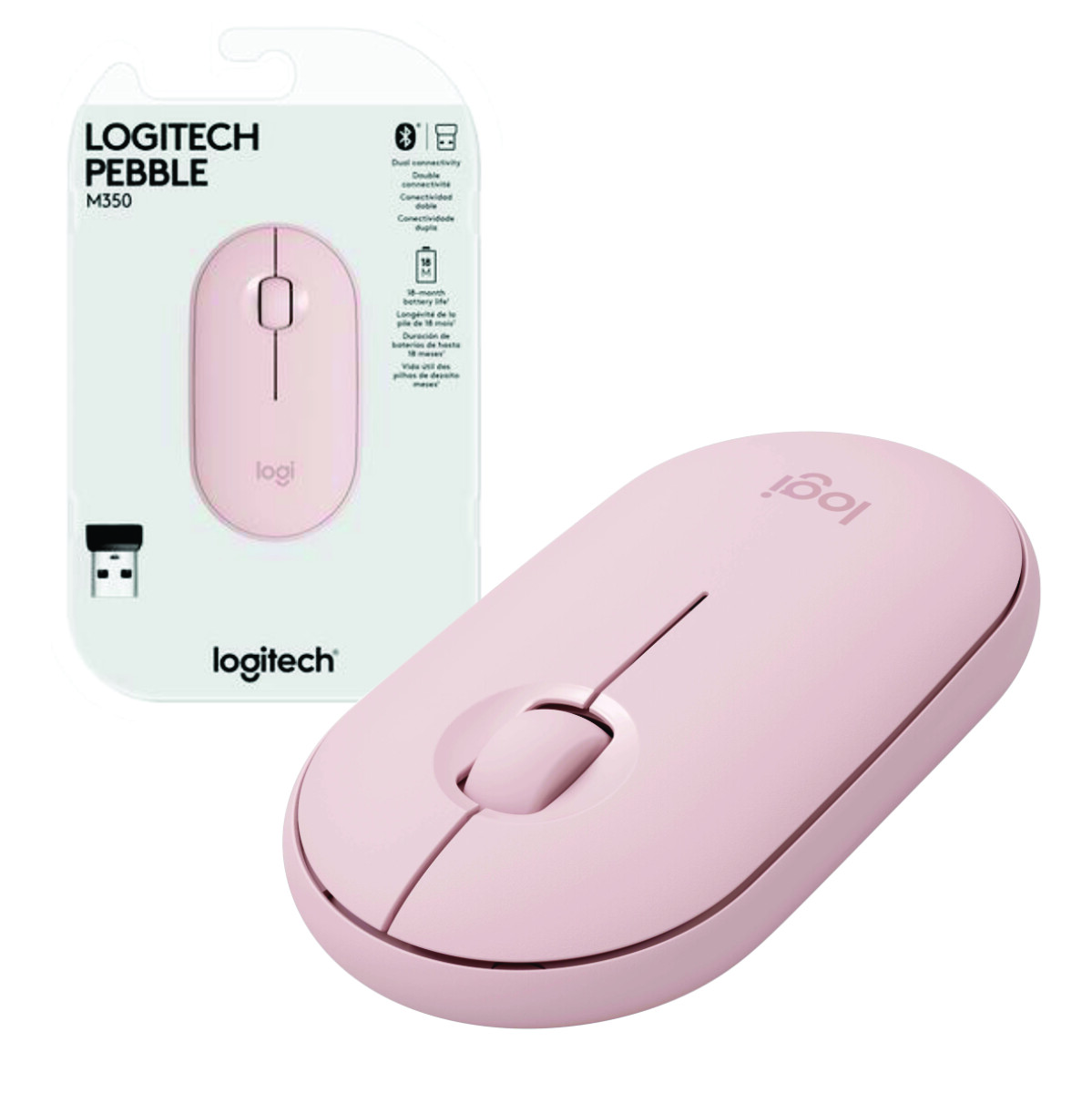 Mouse Bluetooth Logitech Minimalista Rosa - 001 