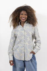 CAMISA LINO/ALGODON VIO CELESTE