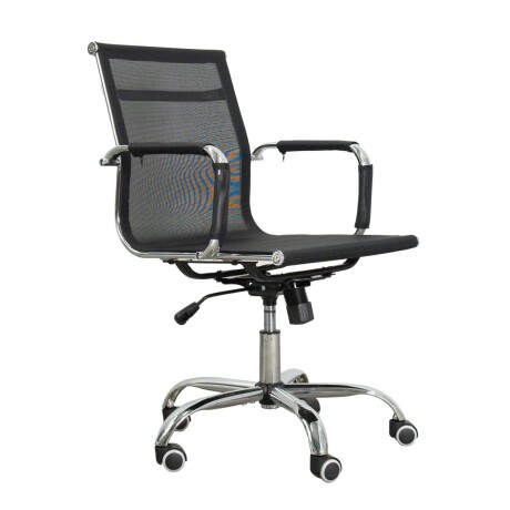 SILLA GIRATORIA DE OFICINA MALLA-Y-METAL NEGRO MALLA