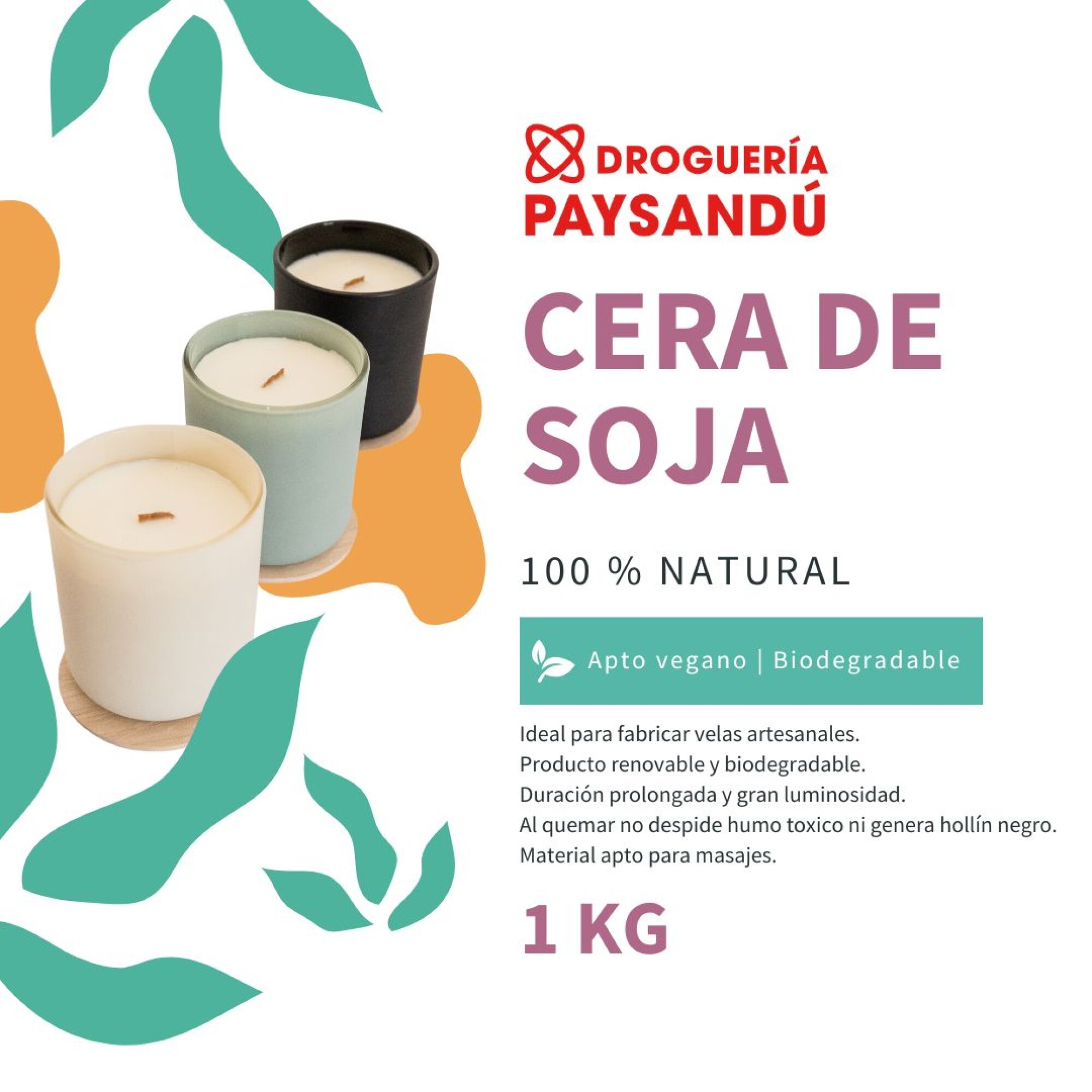 Cera de soja - 1 kg — Droguería Paysandú