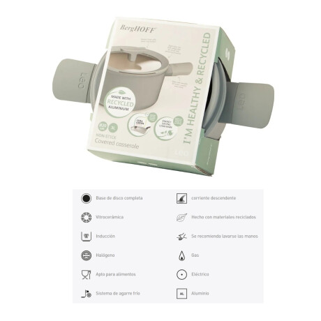 Cacerola 3,1 Litros 20 cm Gris Sage Leo Berghoff Cacerola 3,1 Litros 20 cm Gris Sage Leo Berghoff