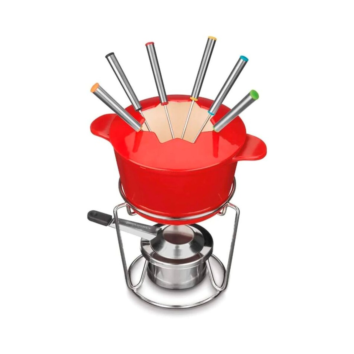 JUEGO DE FONDUE HIERRO FUNDIDO ROJO 