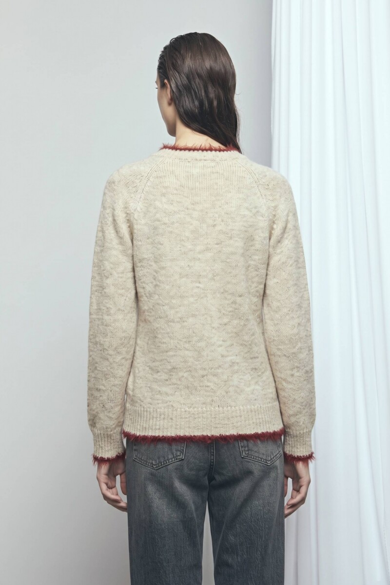 Cardigan con multi botones y pespuntes crudo