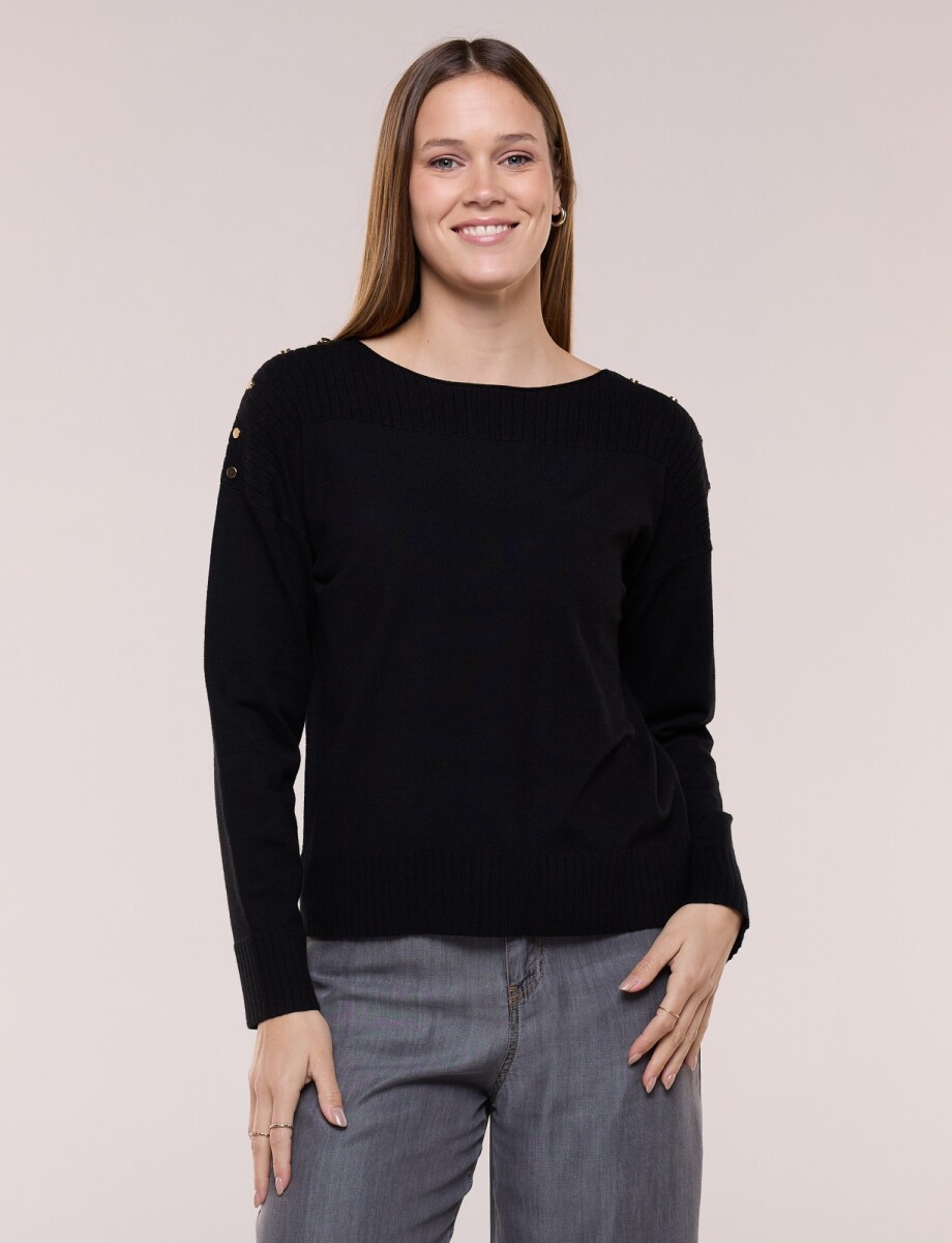 Buzo Tejido Con Tachas - Negro 