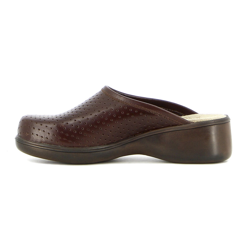 Zueco Country de Mujer Calado Cuero Marron