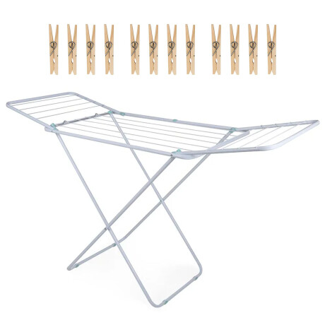 Set Mor Tendedero Extensible Acero 9.14Mt Ropa + 12 Palillos Blanco