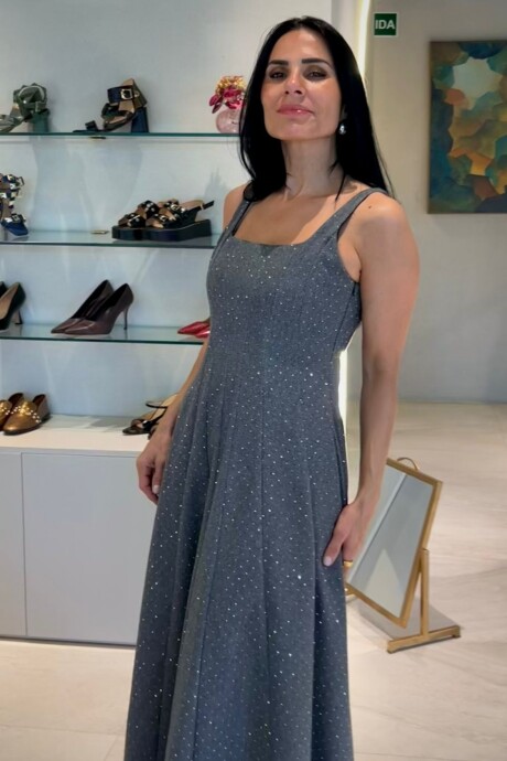 Vestido de paño con brillo Amadea Gris