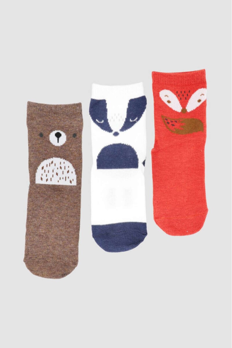 Pack de 3 medias medias en mezcla de algodón con diseños div - Variante 26 