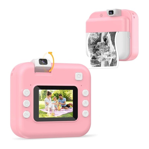Camara Fotos Infantil Impresion Instantanea Digital Doble Ax Variante Color Rosa