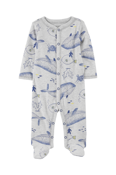 Pijama de algodón con pie prendido con botones 0