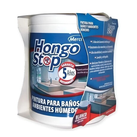 Pintura Antihongos Hongo Stop Interior y Exterior Blanco 1L Merclin Pintura Antihongos Hongo Stop Interior y Exterior Blanco 1L Merclin