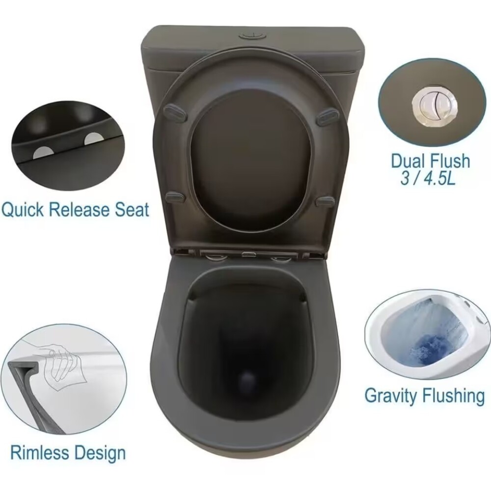 Inodoro largo con mochila VIP Negro Mate 70X36.50X83cm Inodoro Largo Con Mochila Vip Negro Mate 70x36.50x83cm