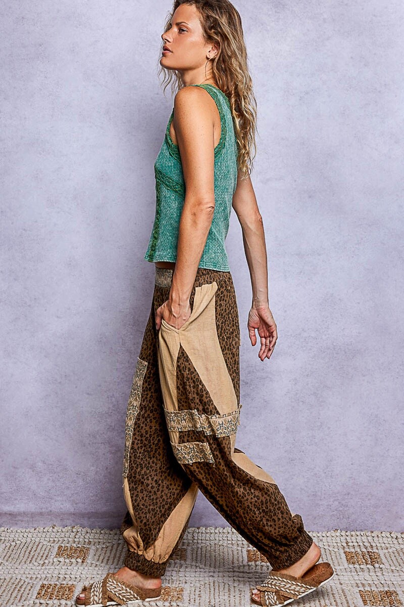 PANTALON PATCHWORK Leopardo