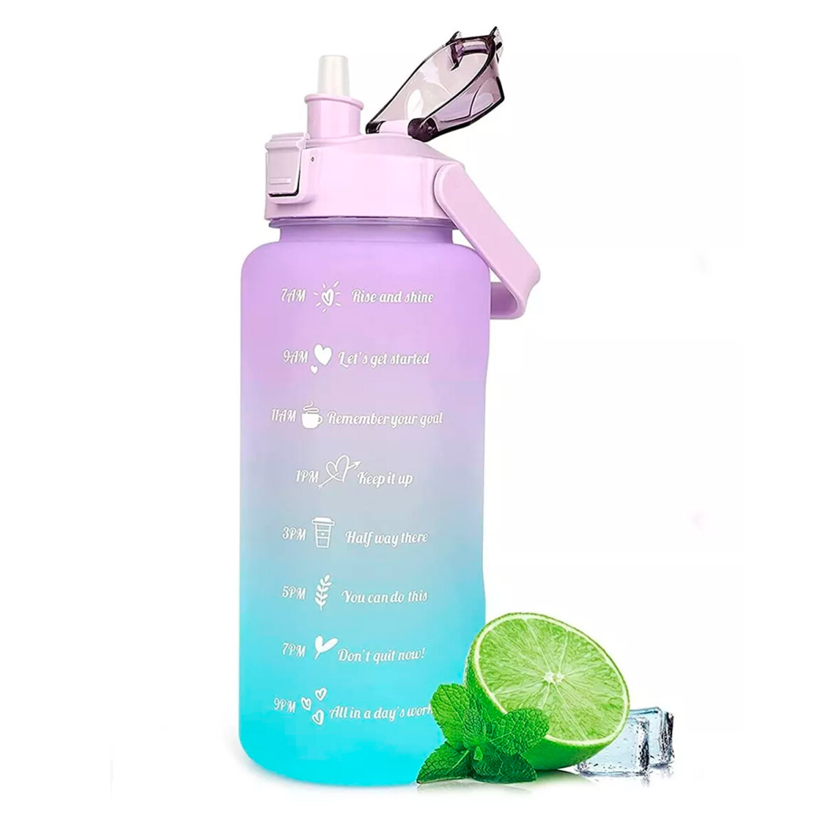 Botella De Agua Deportiva 2 L Diseño Motivacional Medidas - Variante Color Violeta 