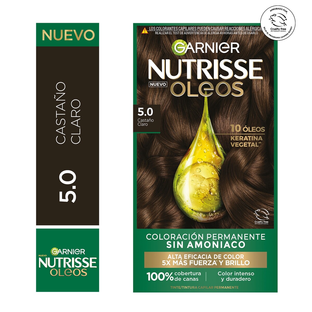 Tinta Garnier Nutrisse Oleos N°5.0 Castaño Claro 