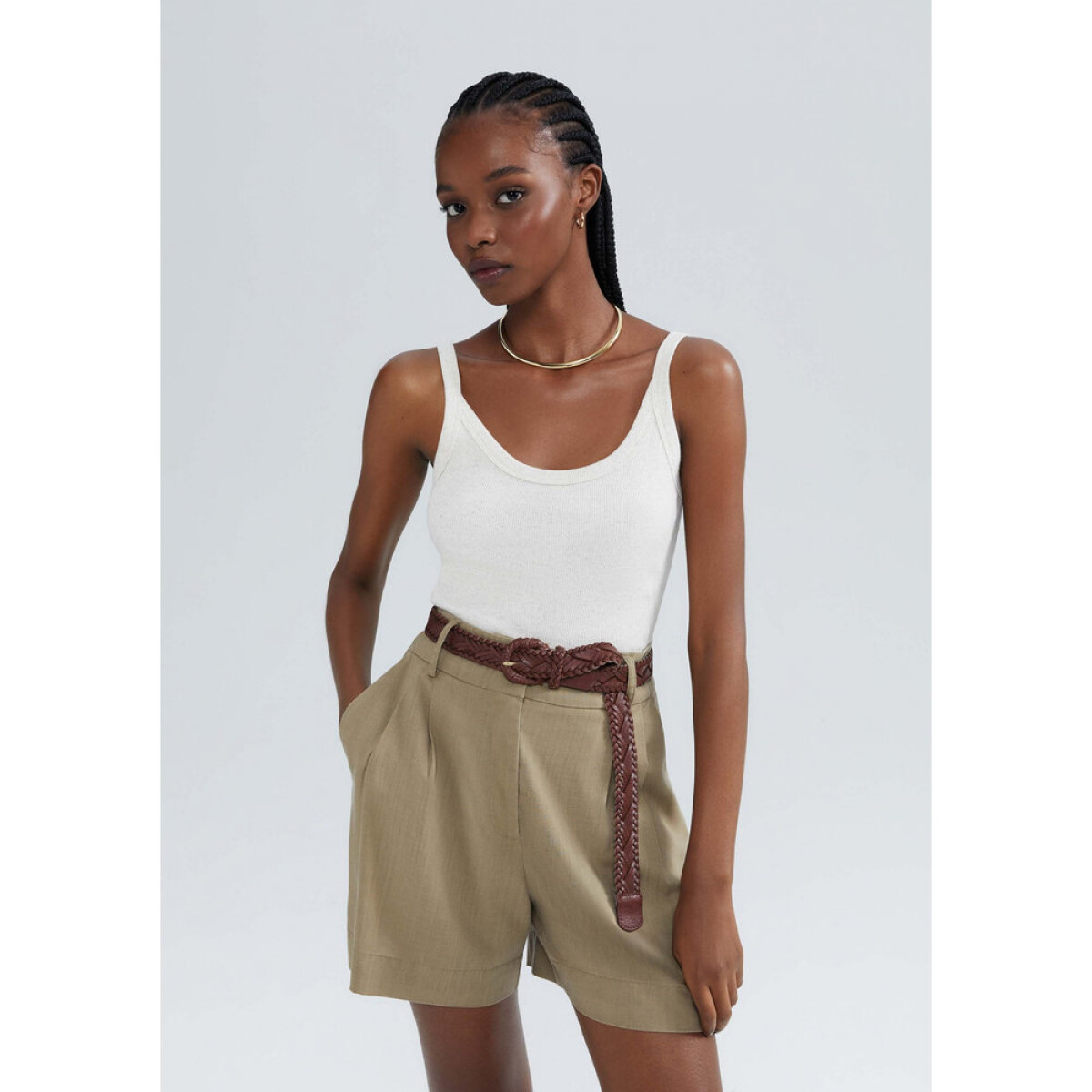 BLUSA SM FEM - BEGE MESCLA 