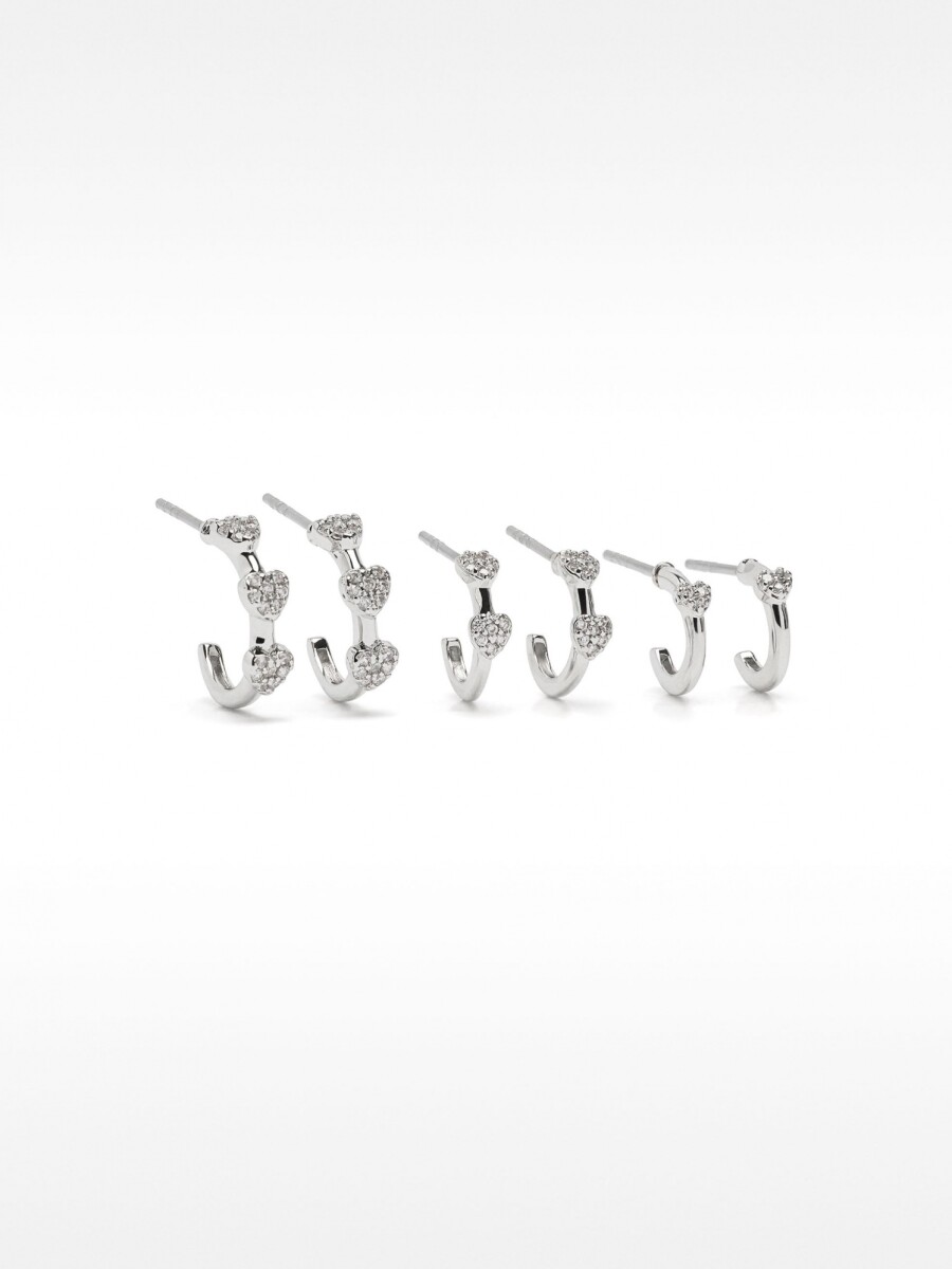 Set De Aros Con Circonitas plateado
