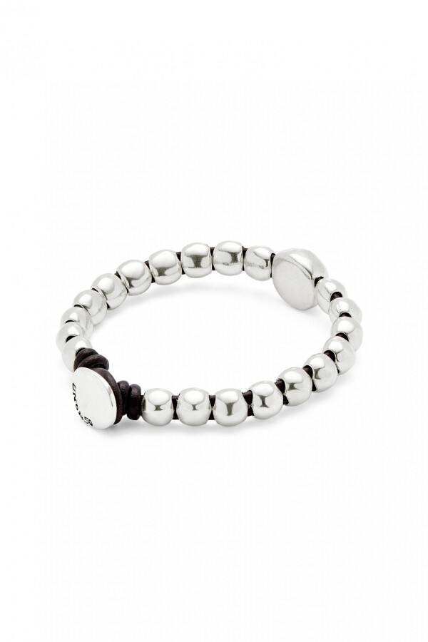 PULSERA DE CUENTAS DE ALEACIÓN DE METALES BAÑADAS EN PLATA DE LEY Y CUENTA CENTRAL MAYOR Pulsera