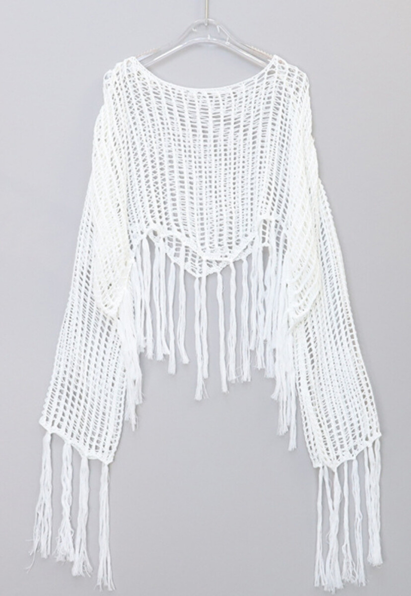 TOP CORTO MANGA LARGA - BLANCO 