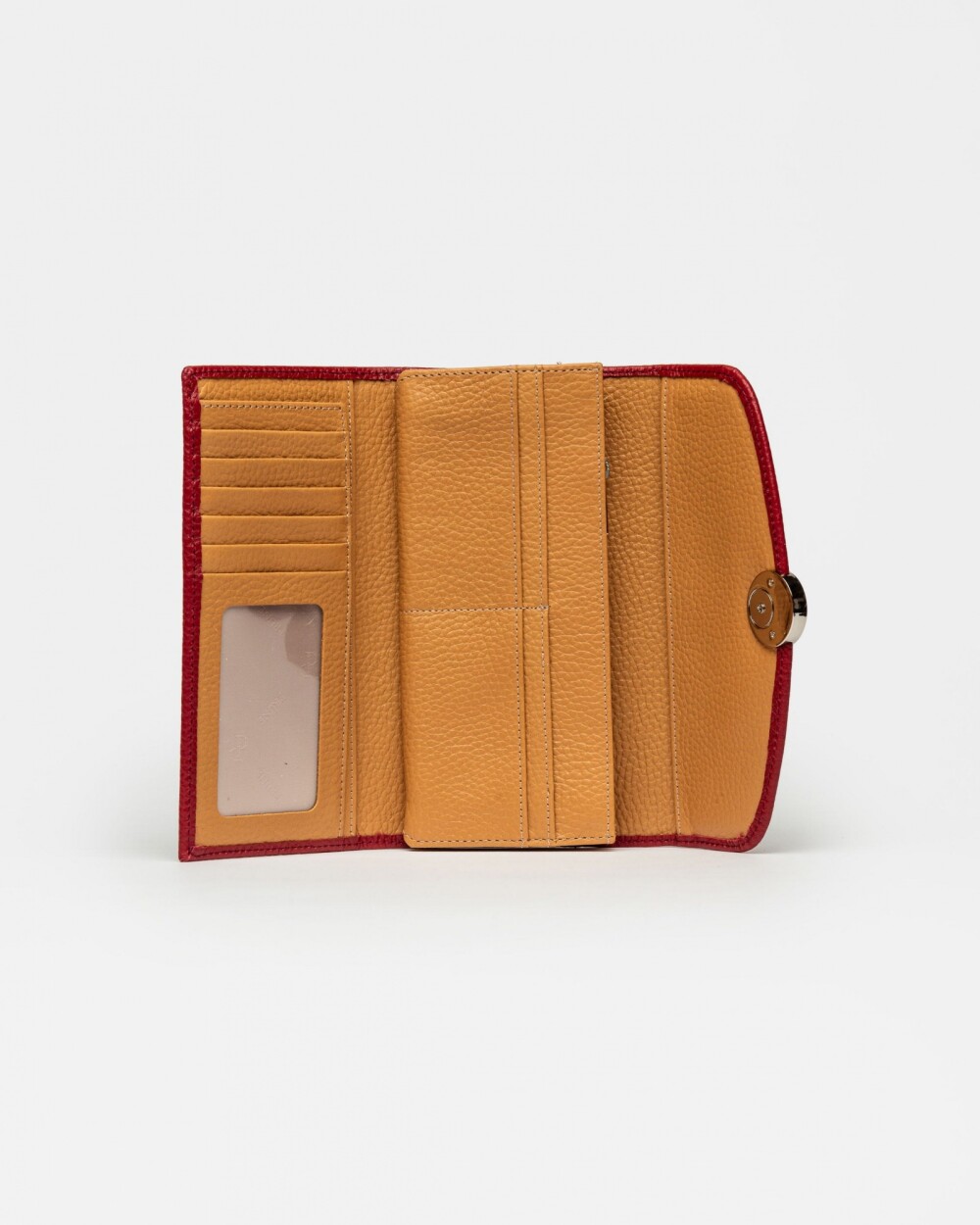 Billetera The Circle en cuero graneado Rojo