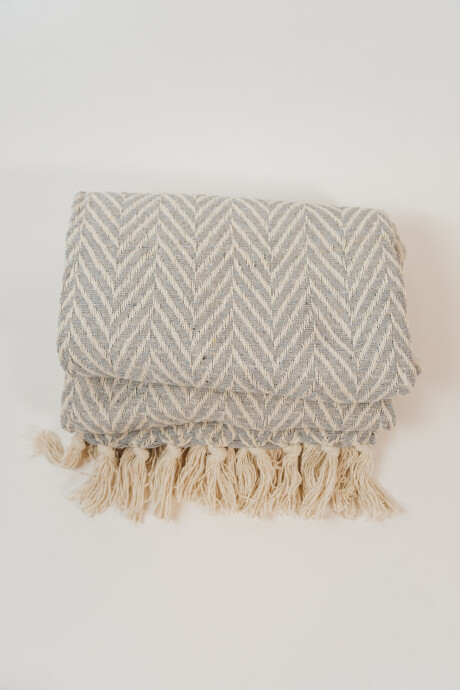 Manta Chevron Gris Melange Medio
