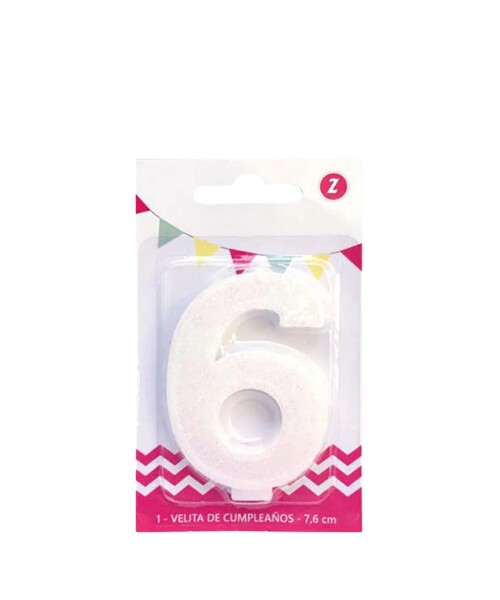 Vela grande glitter n # 6 blanco Vela grande glitter n # 6 blanco