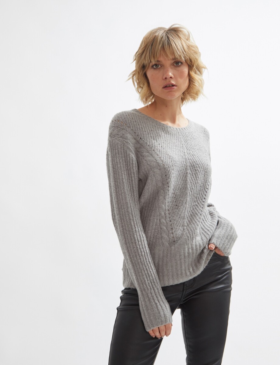 Sweater con estructuras - gris melange 