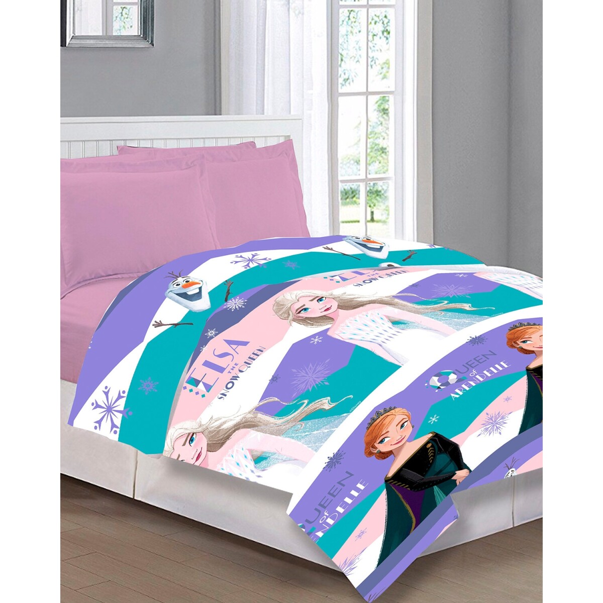 Cubrecama 1 plaza capitoneado Disney Frozen Lila 