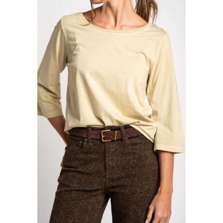 Remera Lavada Manga 3/4 Pistacho