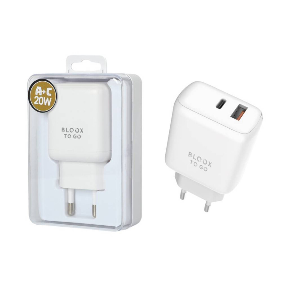 Ficha De Carga Rapida Bloox To Go Usb-a Usb-c 20w 