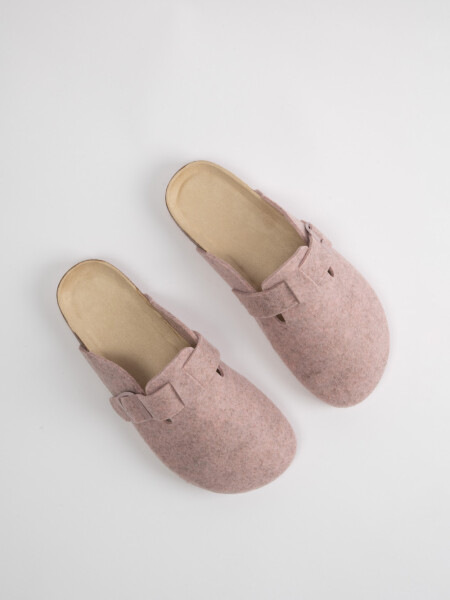 Zueco fieltro hebilla Rosa