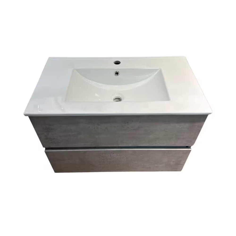 Mueble de baño suspendido Gris Claro 80 cm con bacha de loza Mueble De Baño Suspendido Gris Claro 80 Cm Con Bacha De Loza