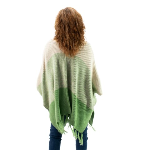 PONCHO XS-XL BEIG/VERD