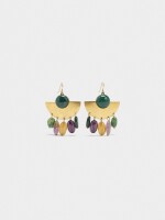 Pendientes Abanico Con Piedras multicolor