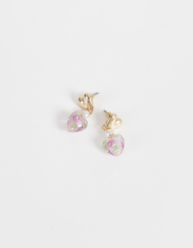 Aros Colgantes Cortos Con corazón Aros Colgantes Cortos Con Corazón - Dorado