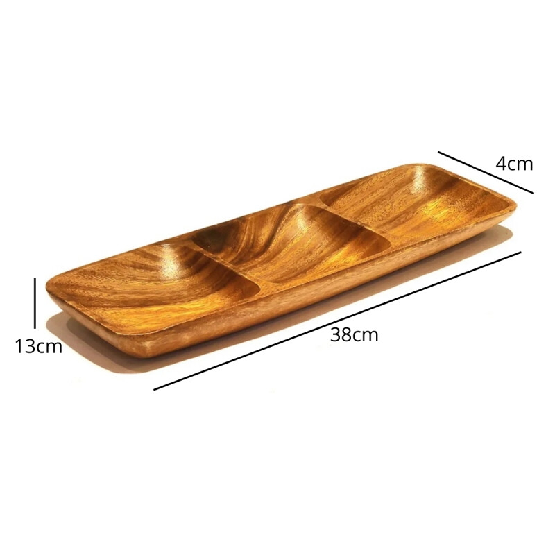 Copetinero rectangular 3 divisiones 38 cm MADERA