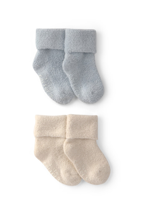 Pack cuatro pares de medias de chenilla, azul y crema Pack cuatro pares de medias de chenilla, azul y crema
