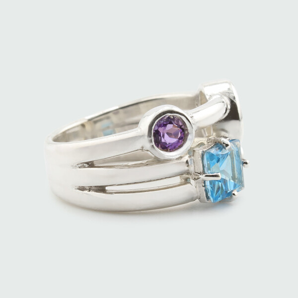 Anillo Leti de MOON en plata 925 con brillante y piedras semipreciosas Anillo Leti de MOON en plata 925 con brillante y piedras semipreciosas