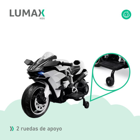 Moto a Batería Barry con ruedas luces música y usb Blanco