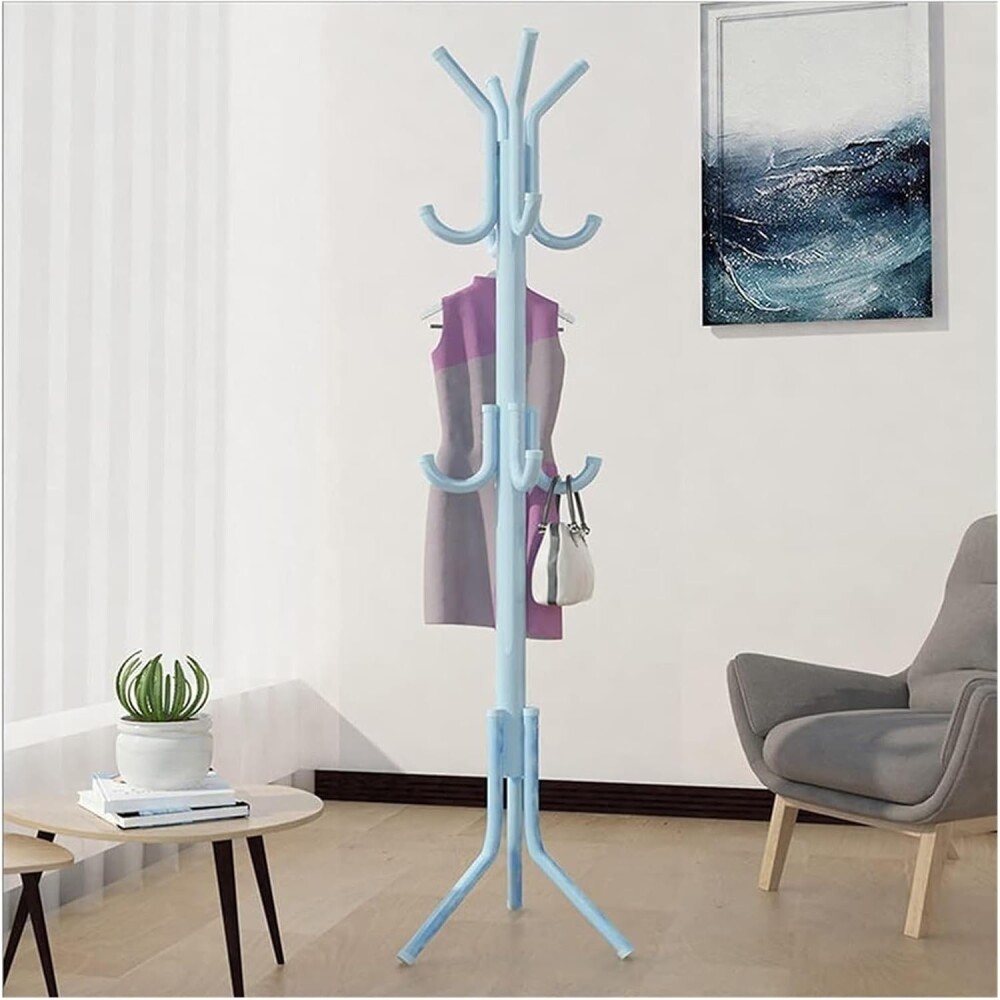 Perchero De Metal de 12 Ganchos 1.7mts Celeste