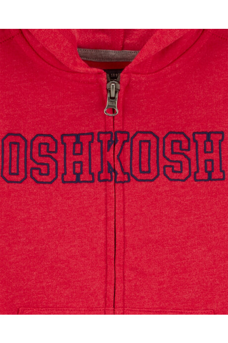 Campera de algodón con felpa, roja, con capucha y logo Sin color